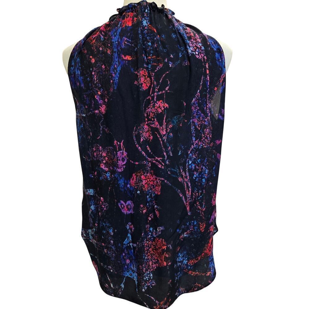 Elie Tahari Bessie Sleeveless Blouse 100% Silk Women's Size XS Dark Romantic - Picture 3 of 10